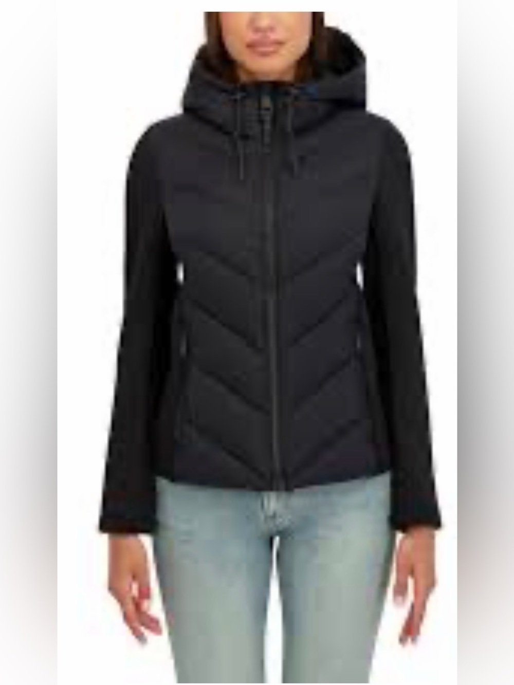 NWT DKNY Sport Women's Black Hooded Quilted Jacket Size M